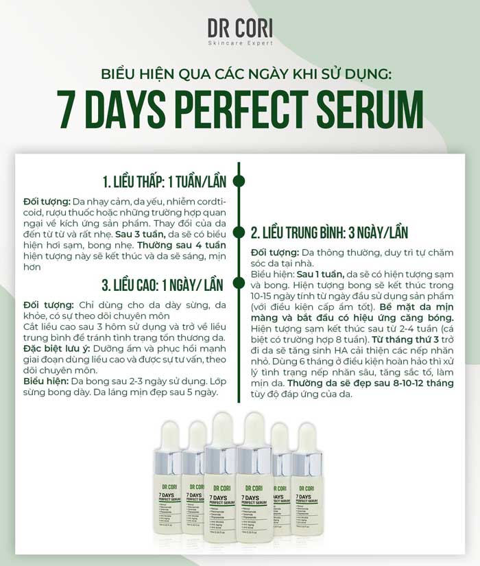 biểu hiện khi sử dụng 7 days perfect serum